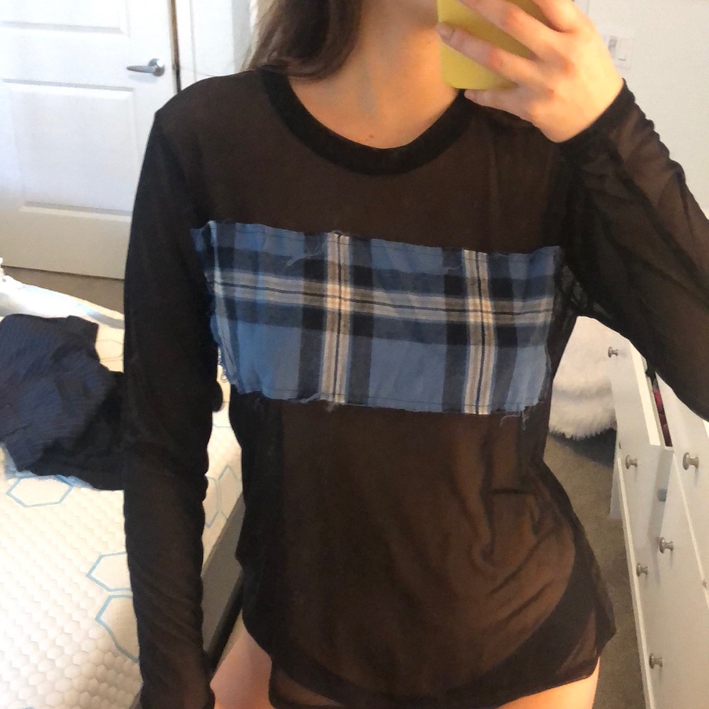 LF Mesh Long Sleeve with Plaid Panel
